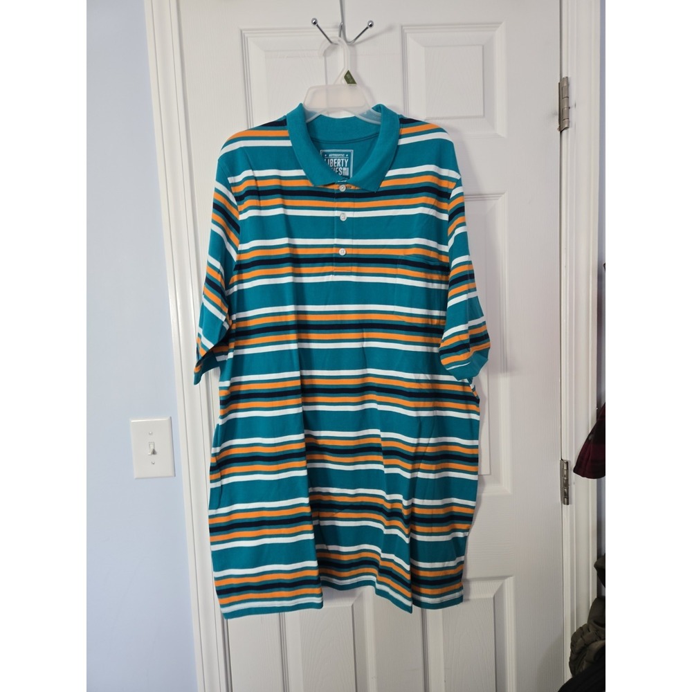 LIBERTY BLUES Multicolor Striped Short Sleeved Big Mans Polo 2XL‎ XXL